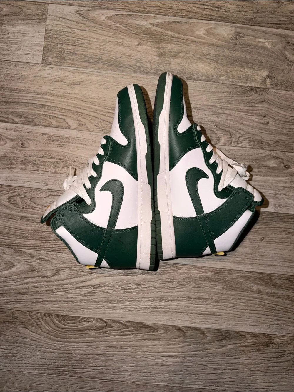 Nike Men’s High-Top Sneakers in White and Dark Green
